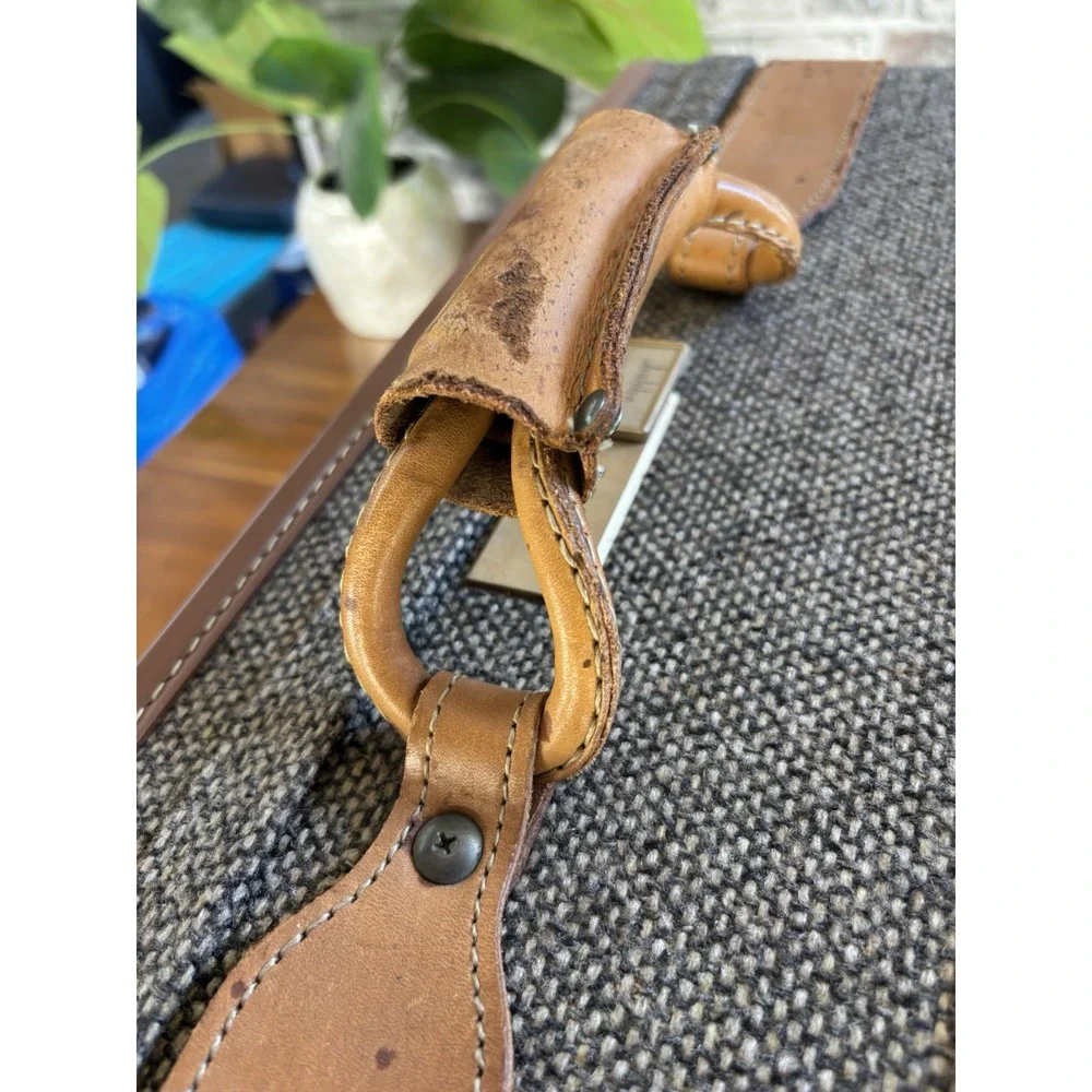 Vintage Hartmann Suitcase Walnut Tweed Leather Luggage⭐️21